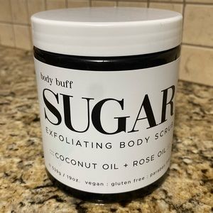 Body buff sugar exfoliation body scrub coconut oil & rose oil